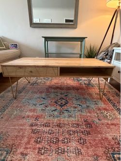 SAFAVIEH Marigold 1-Drawer 1-Shelf Living Room Coffee Table - 43" W × 21.6" L x 16" H - Brown