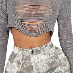 Grey Crop Sweater 