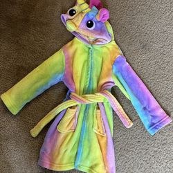 Little Girls Rainbow Unicorn Robe 