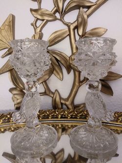 Beautiful vintage crystal Hofbauer candle holders 7"