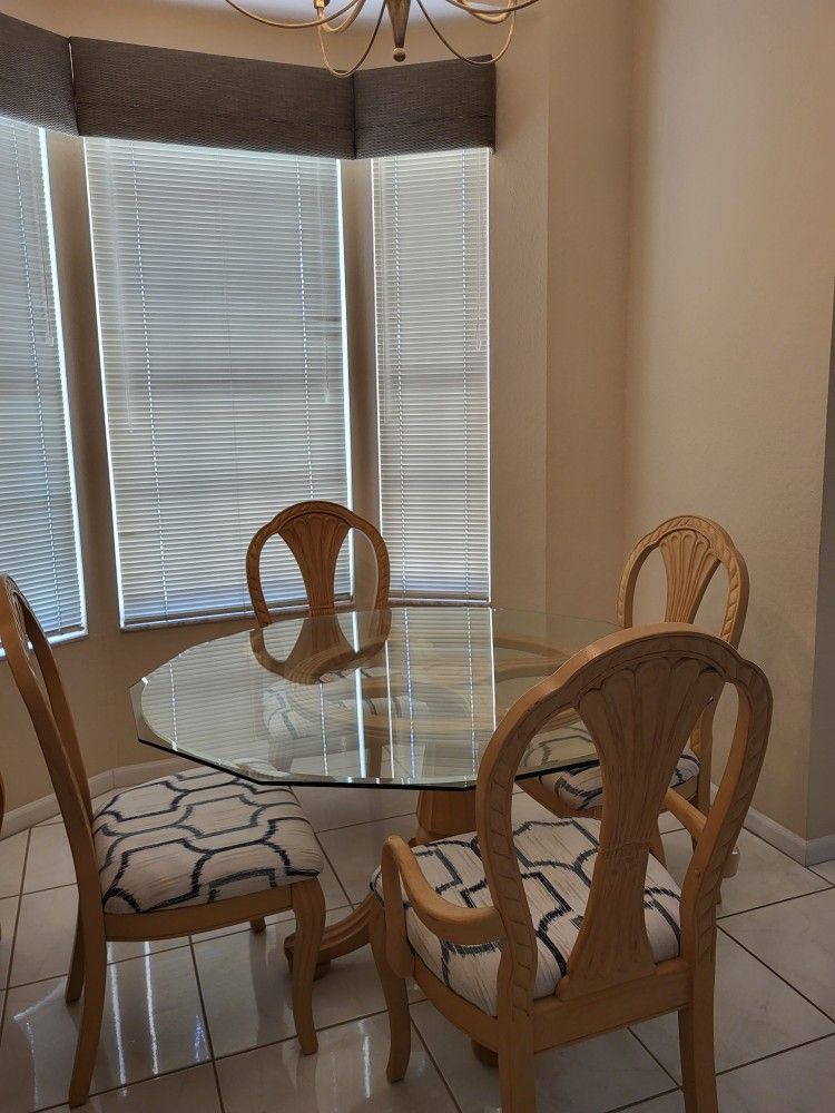 Dining Table, 4 Chairs, Breakfront And Mirror