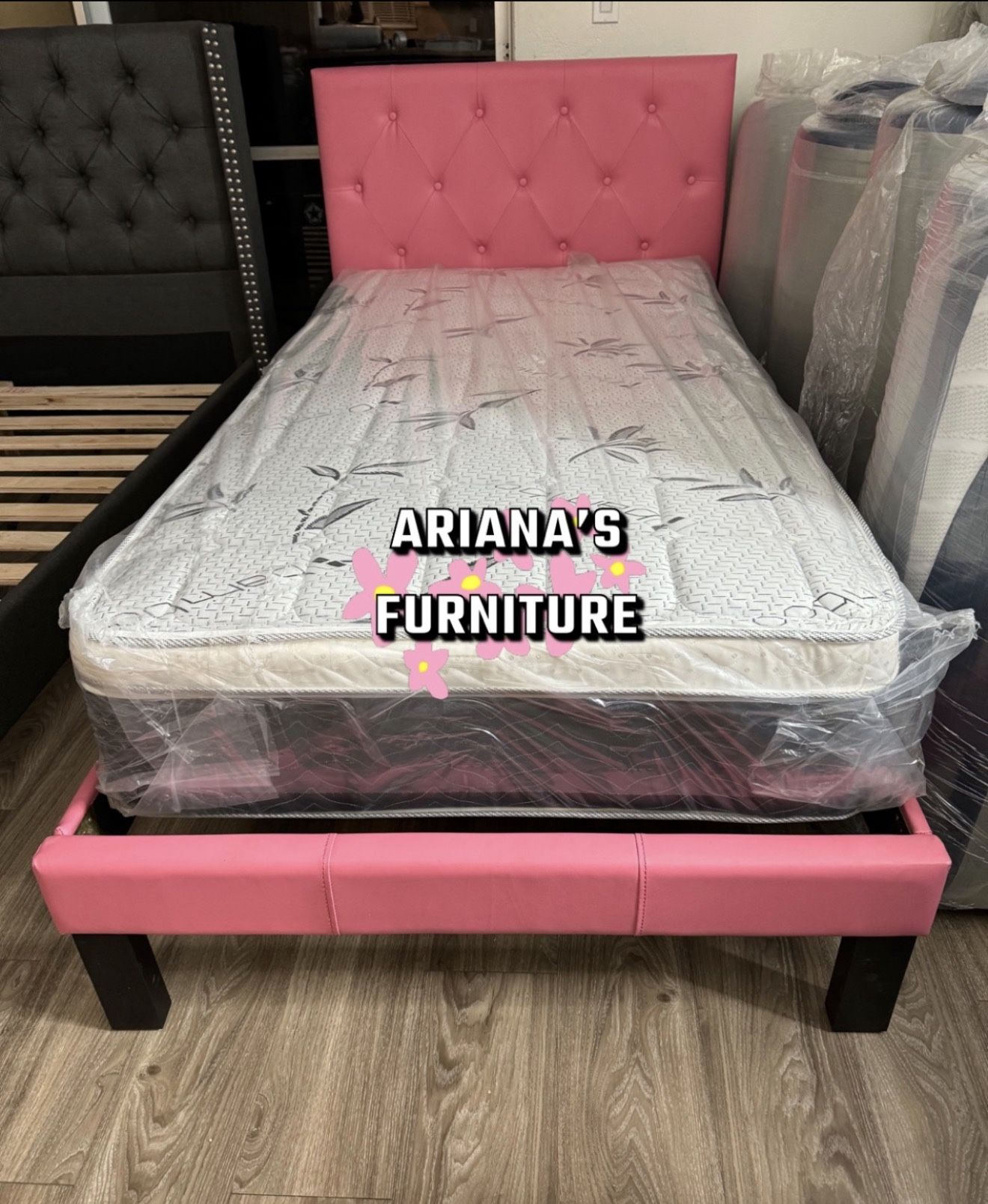 Twin Size Bed Frame With Pillow Top Mattress Included