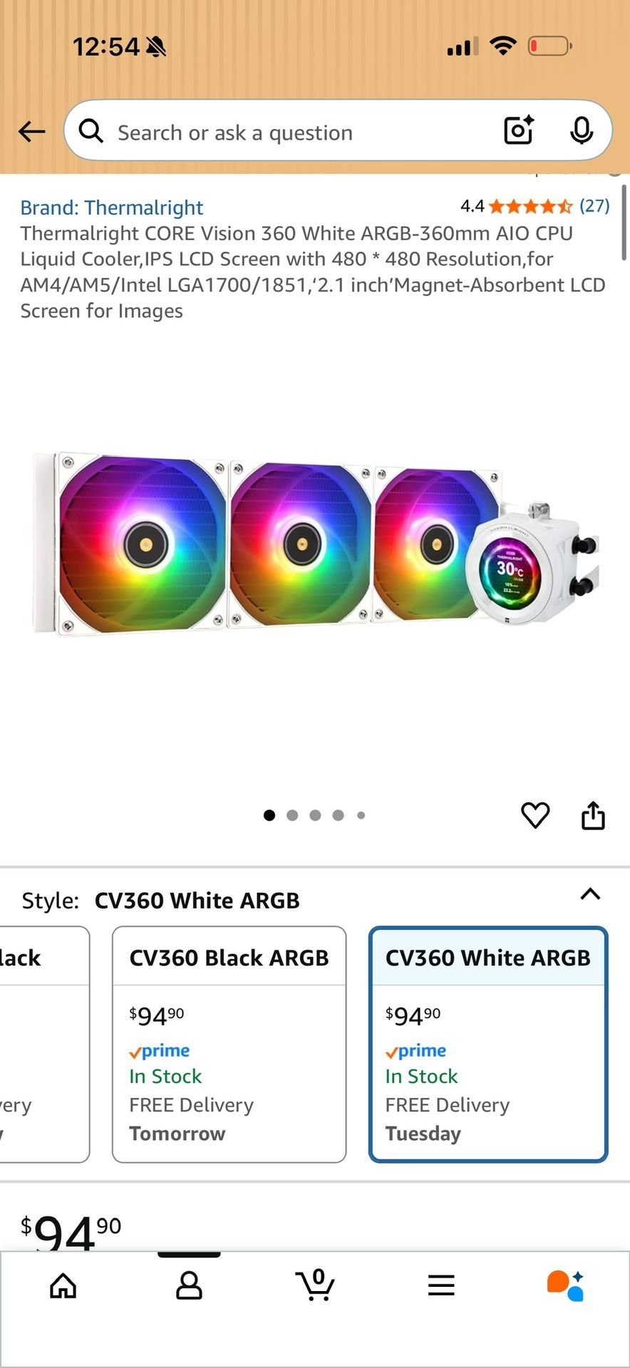 Core Vision 360 AIO CPU Cooler - White