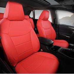 Toyota Rav4 Seat Covers 2024 2023-2019,Custom-Fit Full Set Bright Red Seat Cover for Rav4 2019-2024 LE XLE Limited (AWD) XLE Premium (Not for Hybrid) 