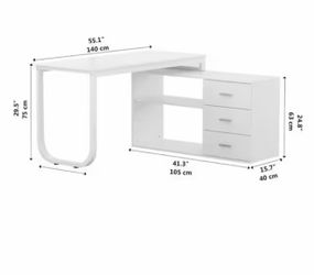L-Shaped White Wood Writing Desk Corner Gaming Desk