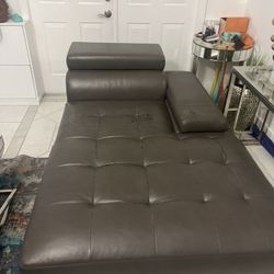 Gray Sectional Faux Leather Couch 