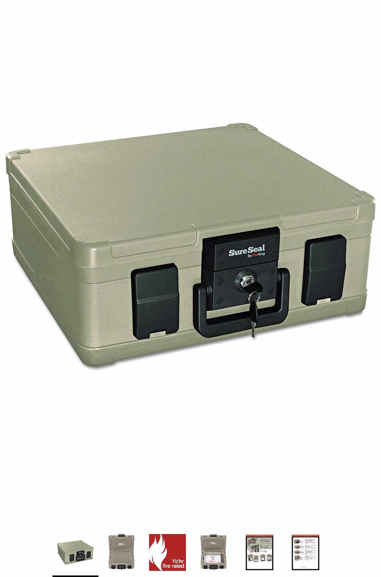 SureSeal by FireKing SS103 1/2 Hour Fireproof Waterproof Safe Chest, Fits Letter and A4 Sized Documents, 0.27 CU FT Storage Capacity