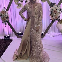 Blush pink dress with side skirt 
