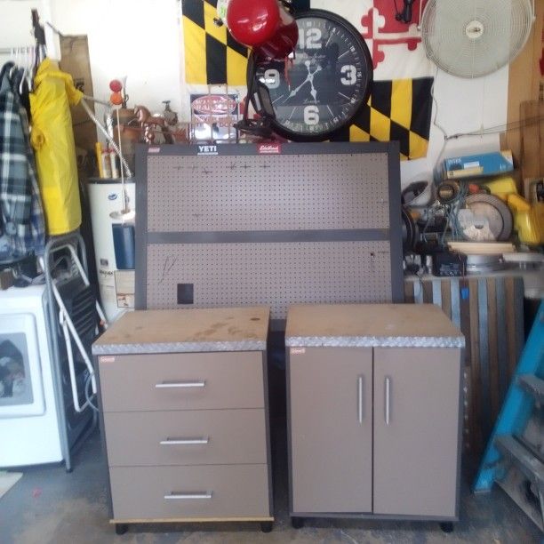 Coleman Storage Cabinets And Pegboard For Garage
