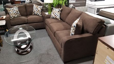 Brand new brown linen sofa + loveseat 2PCS set