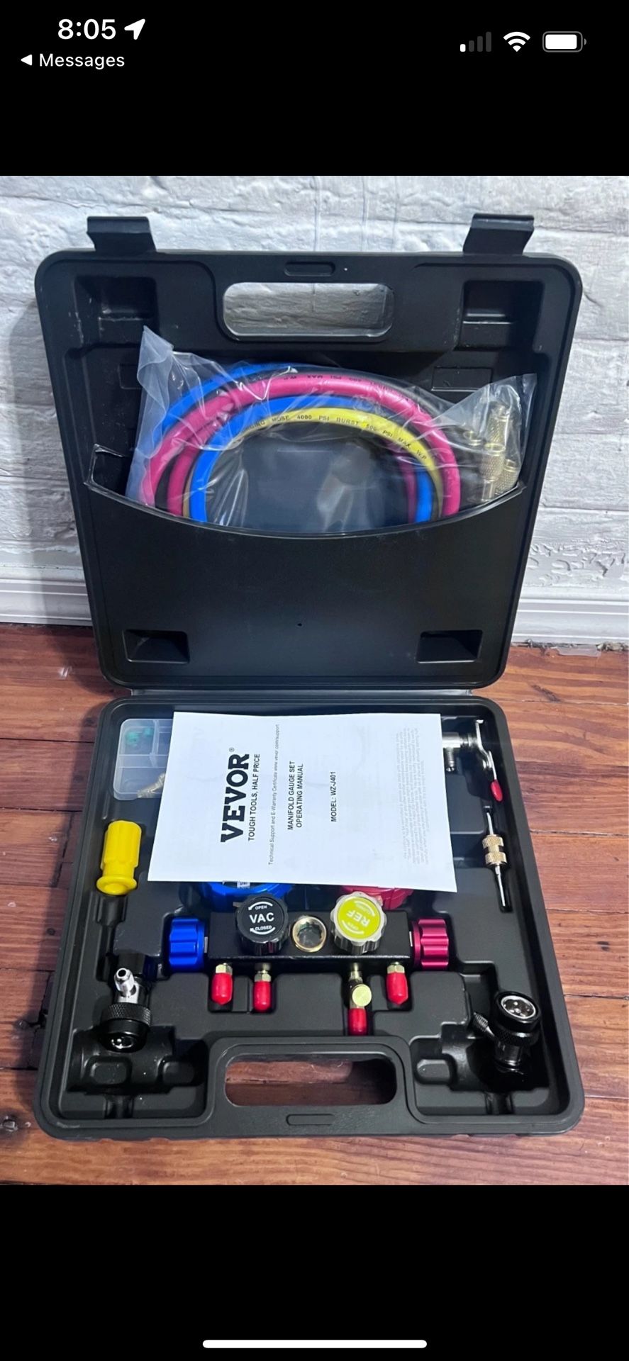 VEVOR AC Manifold Gauge Set 4-Way R134A, R22, R12, R410A for Freon Charging/Evac