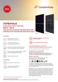 Canadian Solar N-type Bifacial TOPCon 585W Solar Panels Wholesale By Pallet 35 Panels/Pallet