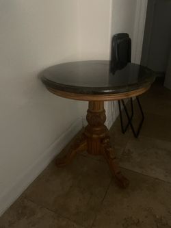  2 Marble Wood End Tables 