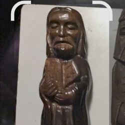 Apostle With Bible 1970s Handcarved wooden statue Of St. Nickolas of Myra Norway