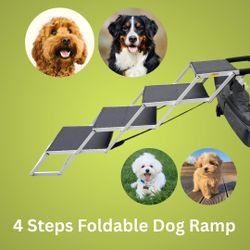 Dog Stairs 4 Steps Foldable Dog Ramp for Cars,SUV and Truck