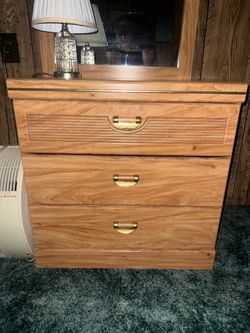Vintage Bedroom Dresser Set - 6-Drawer Double Dresser + 3-Drawer Chest - Matching Set