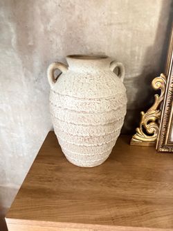 Rustic Textured Ceramic Vase with Handles