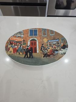 "Tuscan Storefronts" oval serving platter designed by Guy Buffet