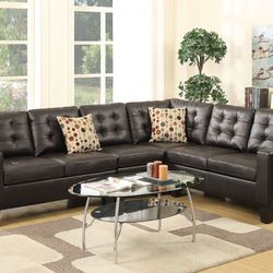 Brand New Espresso Leather Modular Sectional Sofa