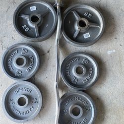 Weigh Olympic Plates 90 Pound Plus Bar Condition Good