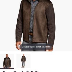 Johnston & Murphy - Brown - Faux Suede Full Zip Jacket - BRAND NEW IN PACKAGING WITH TICKETS 
