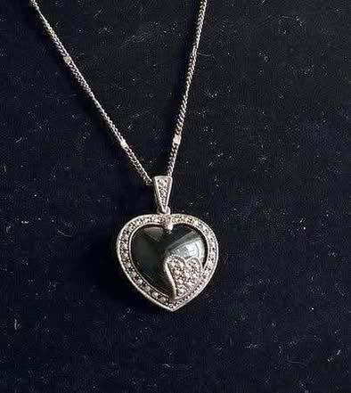 Vintage .925 Heart on Heart Pendant with Necklace just $25