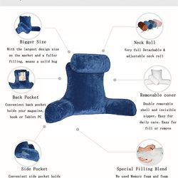 Neustern Reading Pillow Bed Wedge Adult Backrest with Arms Lounge Memory Foam Cushion System | Back Pillow for Sitting Up in Bed/Couch for Watching TV