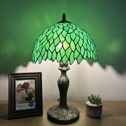Enjoy decor Lamps Tiffany Style Table Lamp Green Stained Glass LED Bulb ET1227