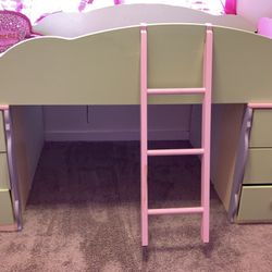 Twin Loft Bed&Dresser&Mirror&Bookshelf 