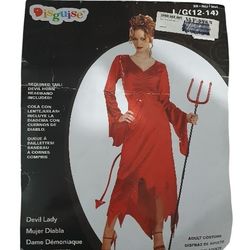 Devil Lady Adult Woman's Halloween Costume. Size Large.  *Dress *Headband *Tail.(New)