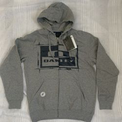 NWT Oakley Men's Sz S Gray Regular Fit Full Zip Long Sleeve Fleece Hoodie Jacket