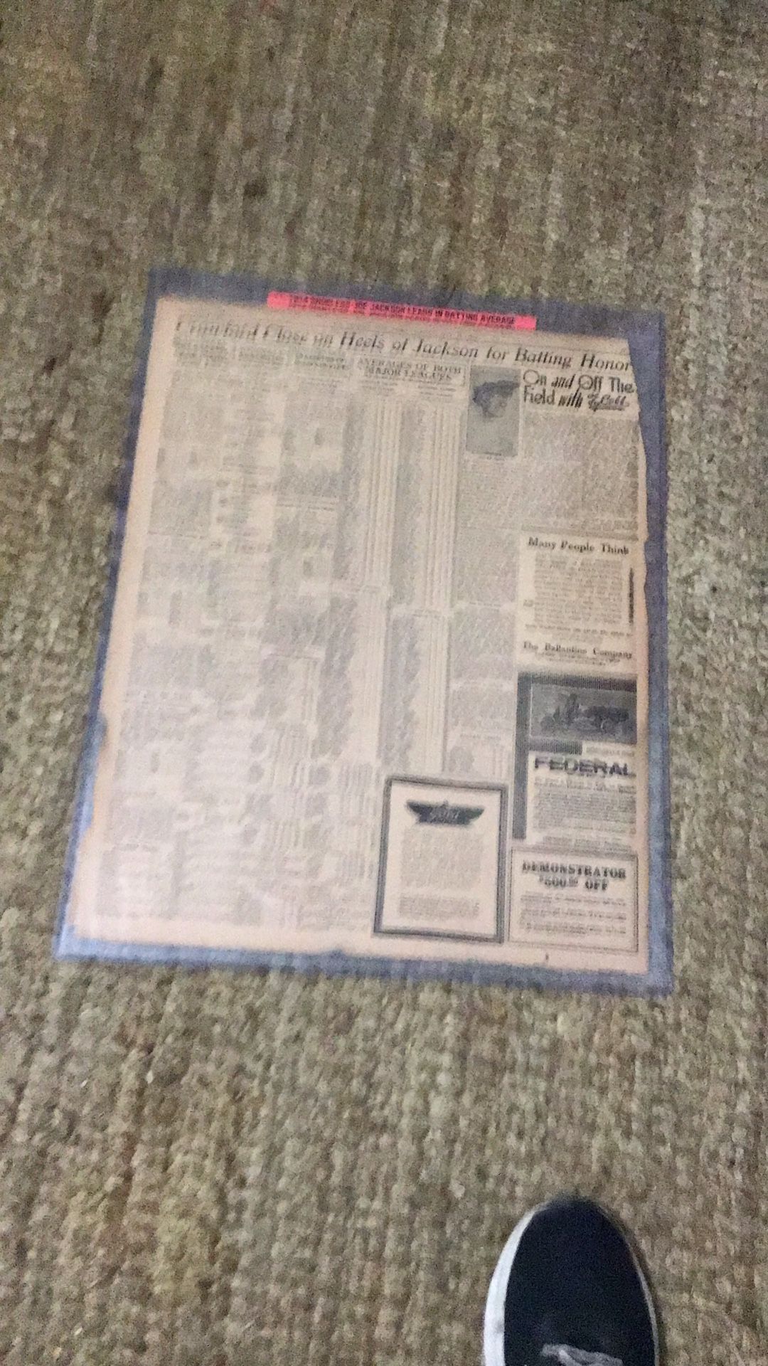 Vintage Laminated Sports Page Ty Cobb And  Joe Jackson