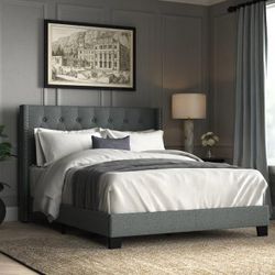 Full bed frame set with mattress, box spring & nightstand. In great condition