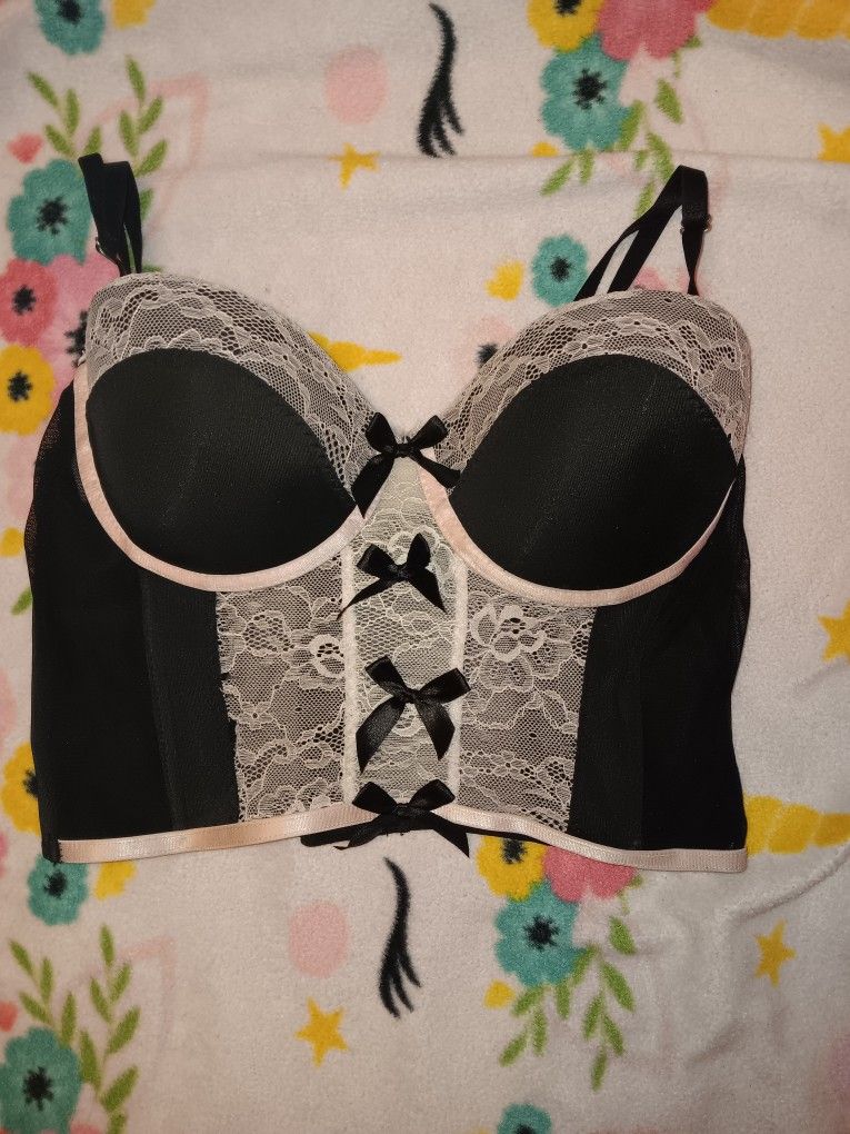 Pink Lace Bow Cropped Corset Top