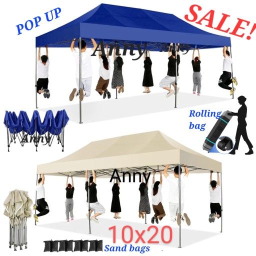 10x20 Pop up Canopy Tent Easy Up Outdoor Canopy Wedding Party Tents for Parties