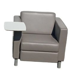 Gray Workstation Lounge Arm Chair with Tablet  Tray Desk  