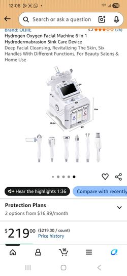 Hydrogen Oxygen Facial Machine 6 in 1 Hydrodermabrasion Sink Care Device Deep Facial Cleansing, Revitalizing The Skin, Six Handles With Different Func
