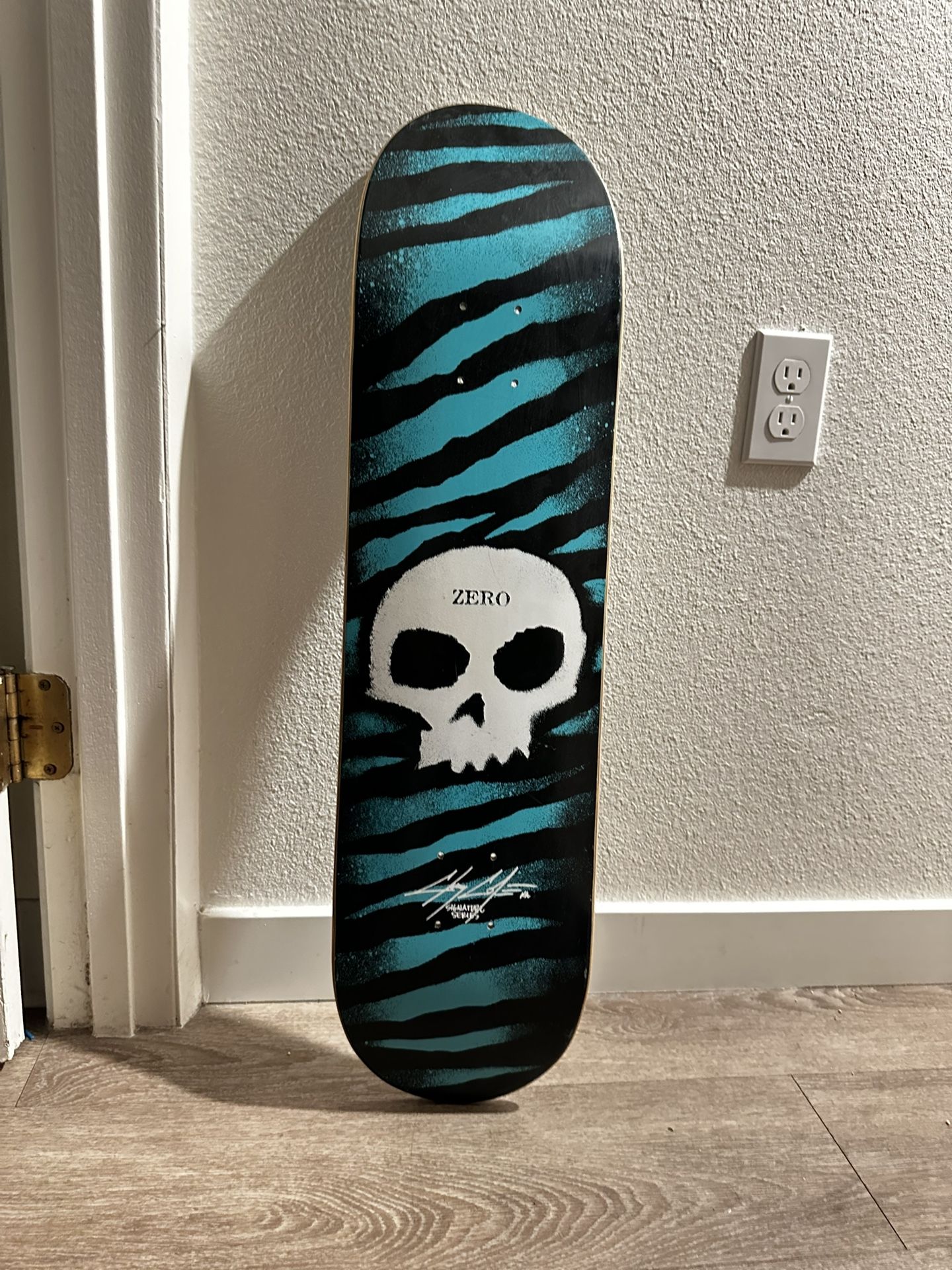 Zero Chris Cole Stencil Skull Skateboard Deck 8.125