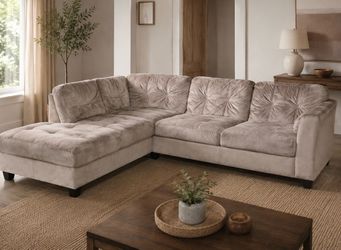 Suede brown couch with chaise