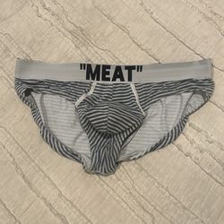 “Meat” men’s striped briefs size XL