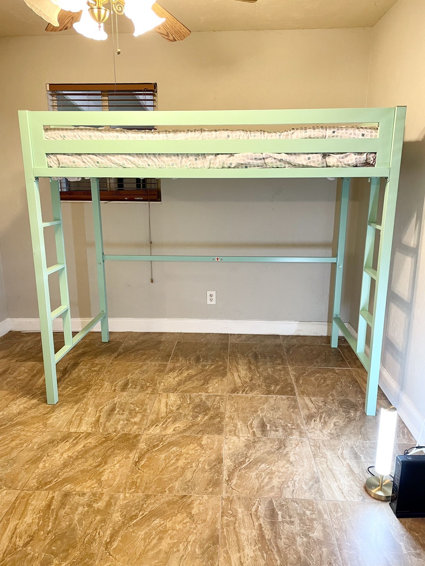 Loft Bed, Walker Edison Furniture, Mint/Seafoam
