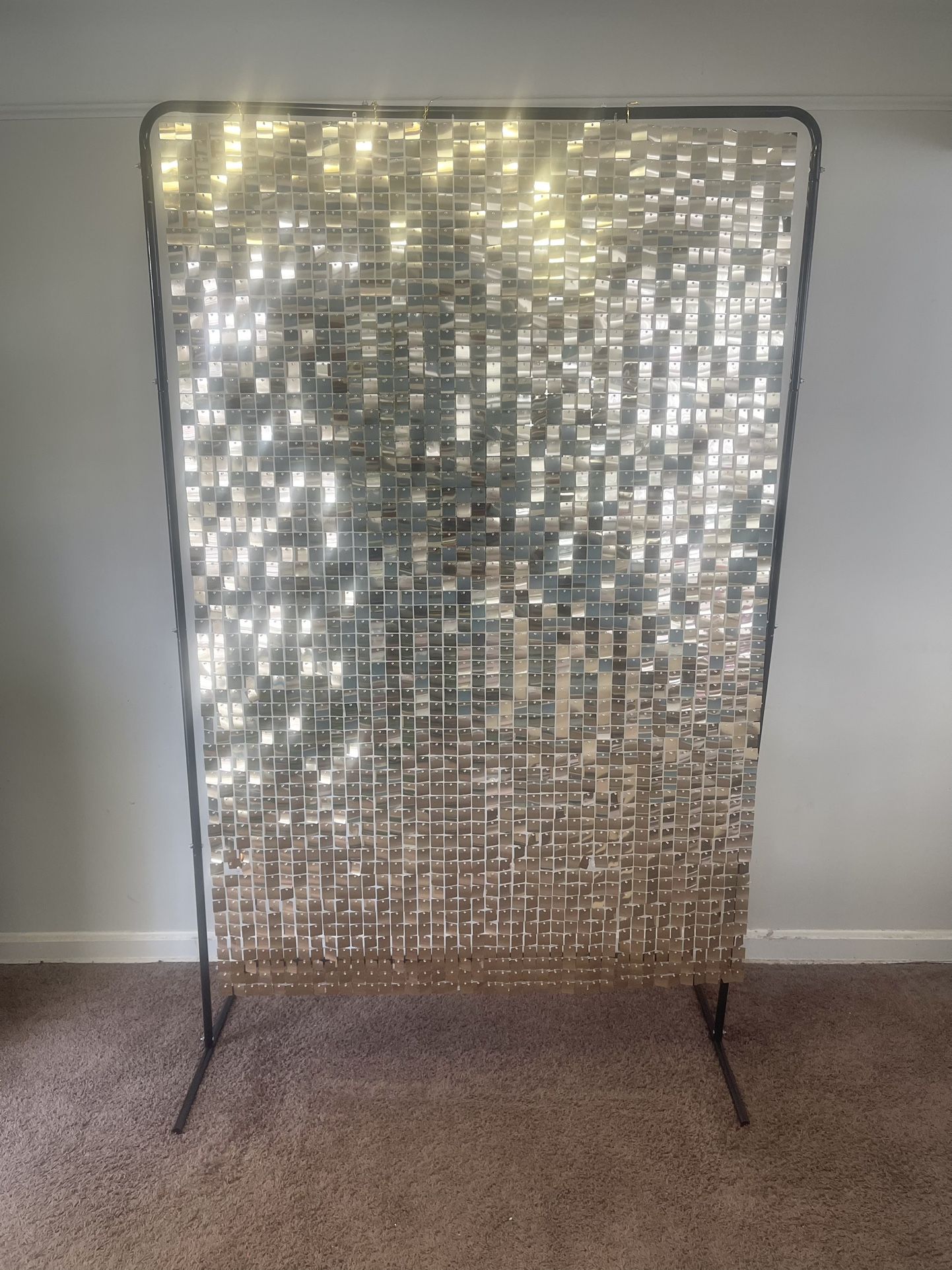 Photo Backdrop Stand And Gold Shimmer Wall
