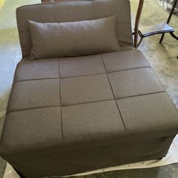 Upholstered Ottoman/Chair/Fold Out Single Bed
