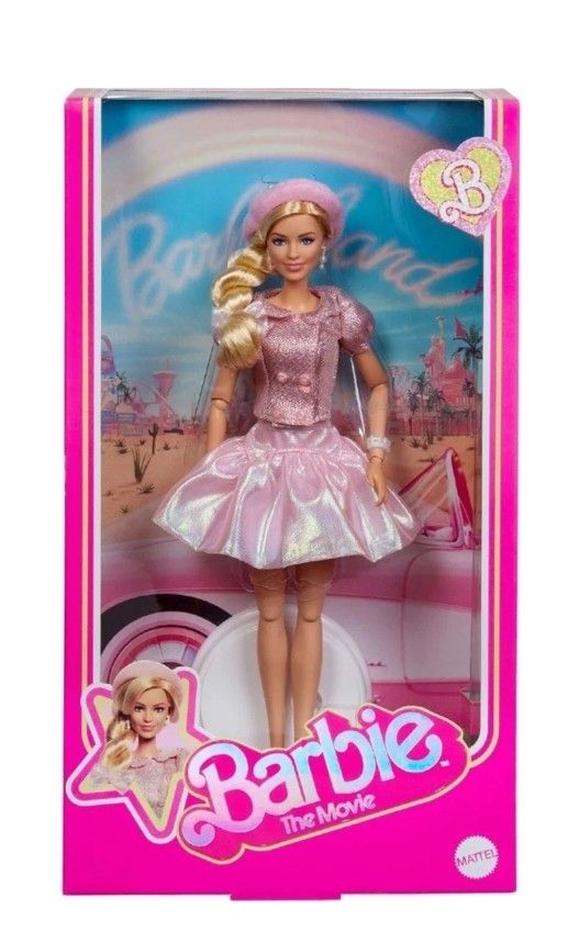 Barbie The Movie Doll Margot Robbie Pink Western Collector Beret New JBJ53