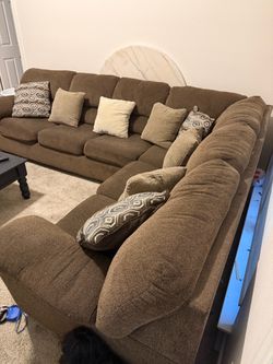 Brown Fabric Sectional Sofa