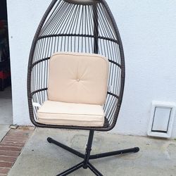 Egg Swing Chair Outdoor Hammock with Stand, Wicker Rattan Patio Chair, Swings for Adults, Chairs Outside, Patio, Bedroom, Garden & Balcony

