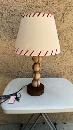 Baseball Desk Lamp 4 Stacked Baseballs with Shade & Wooden Base TESTED