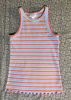 Girl’s Rainbow Striped Ribbed Tank Top