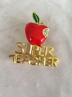 Super Teacher Apple Pendant Brooch