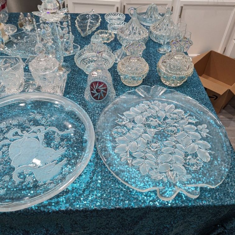 71 Pieces Clear Glass and Crystal 